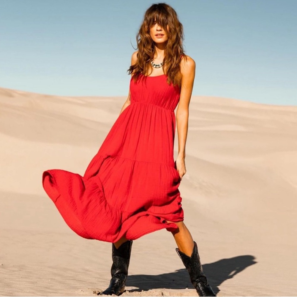 NEW XÍRENA Joli Cotton Gauze Pocket Dress
APPLE RED, Size Large